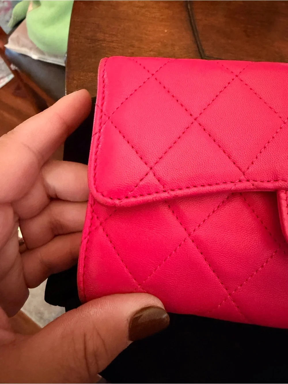 CHANEL Quilted Wallet in Fuchsia Pink with CC Logo